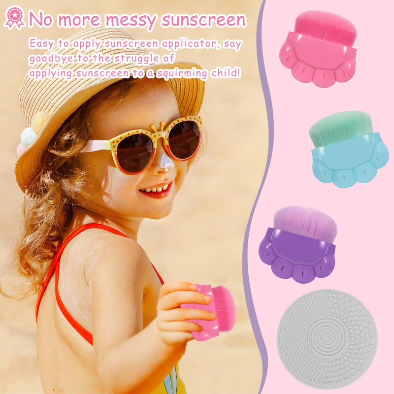 RGQSUN 3 Pack Kids Sunscreen Applicator,Sunblock Buddy Brush with Protective Case,Sun Lotion Applicator Sun Cream Brush Set with Cleaning Pad - Image 3